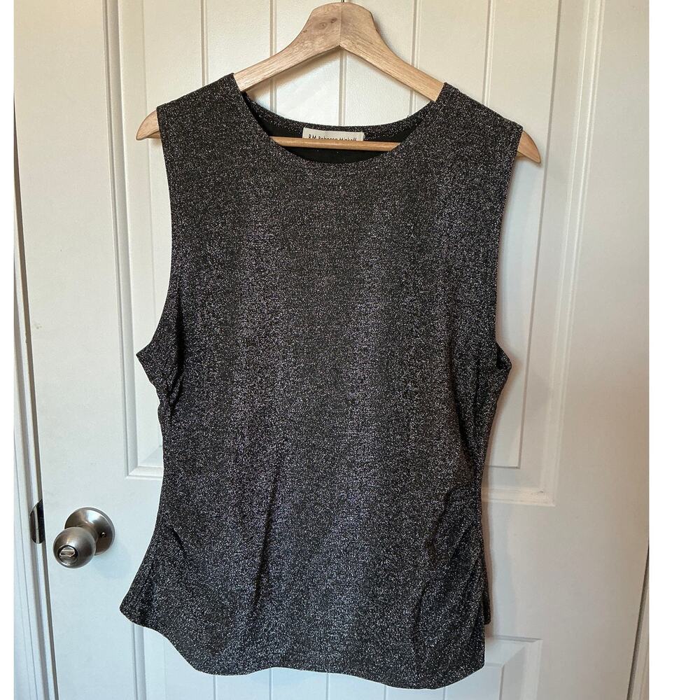 Rebecca Minkoff Shimmer Metallic Tank Top Silver/Black